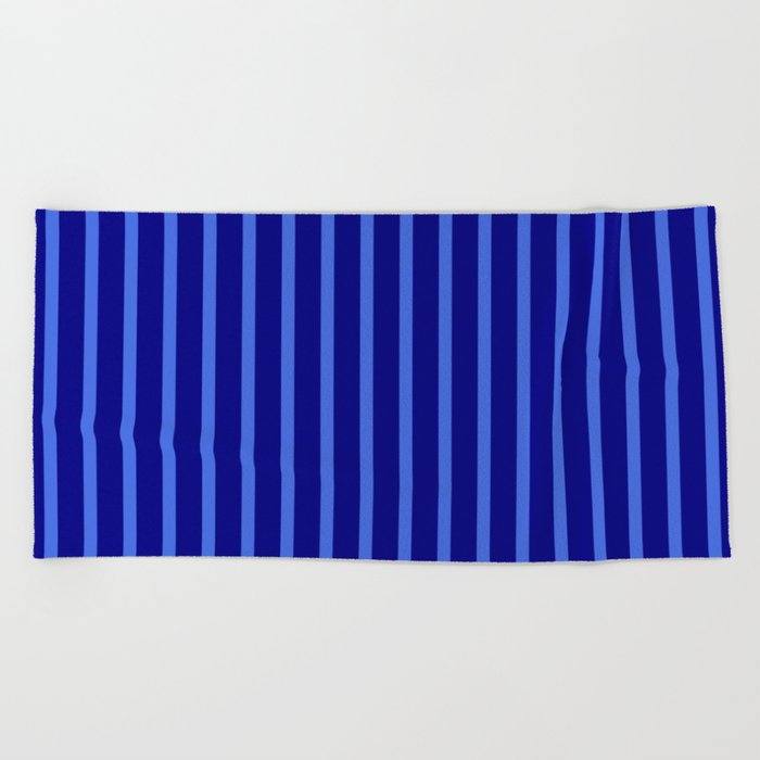 Blue & Royal Blue Colored Striped/Lined Pattern Beach Towel