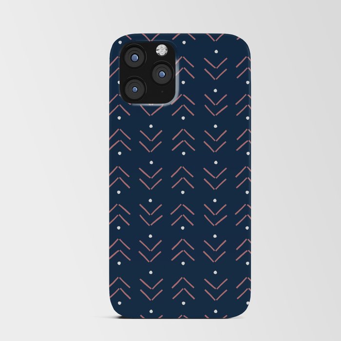 Arrow Geometric Pattern 17 in Navy Blue Mauve iPhone Card Case
