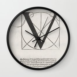 Divina Proportione Letter V After Leonardo da Vinci  Wall Clock