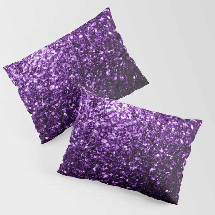Dark Purple faux shiny glitter sparkles Pillow Sham