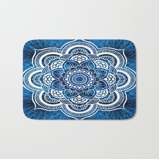 Mandala Cerulean Blue Colorburst Bath Mat