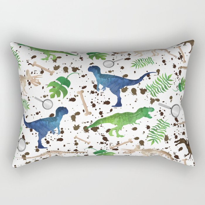 Watercolor Dinosaurs Rectangular Pillow