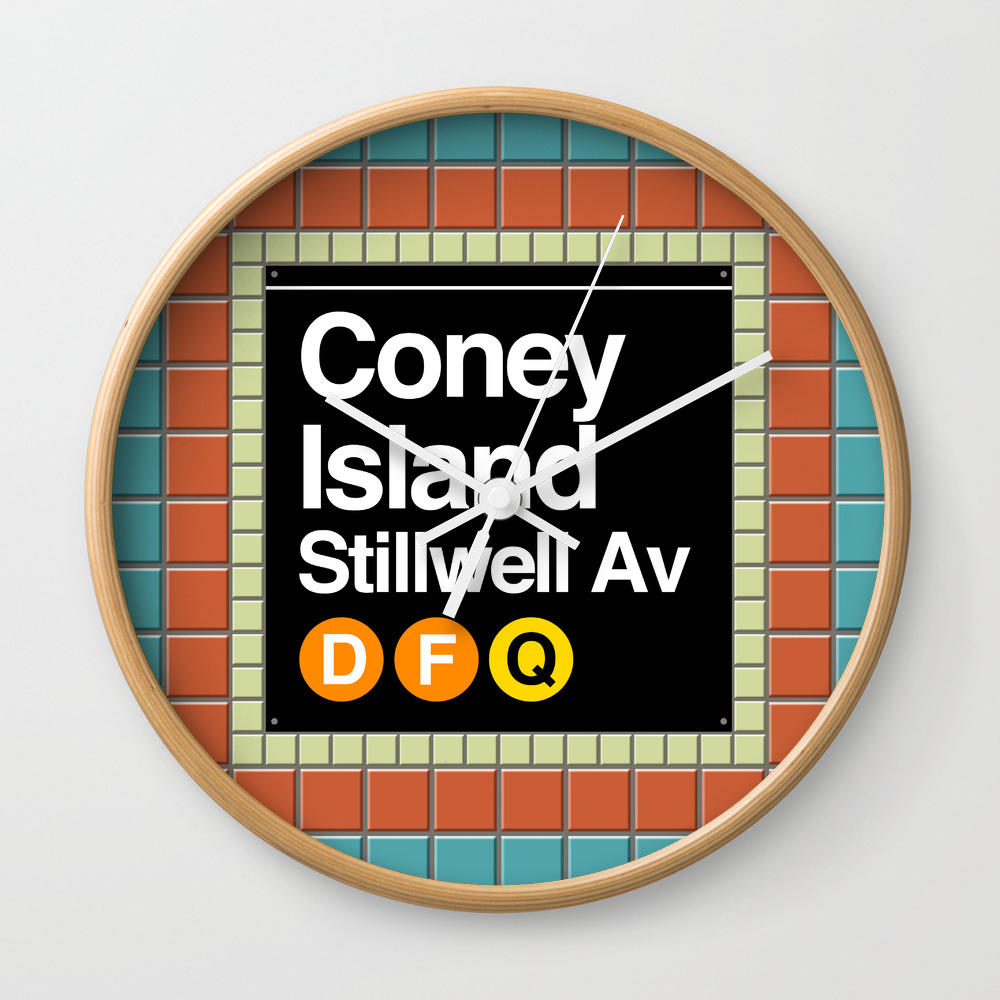 Subway Coney Island Sign Wall Clock By Alahr2 Society6