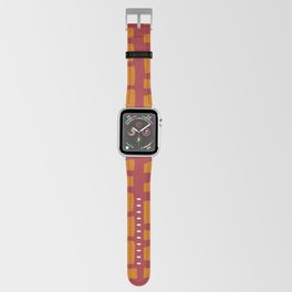 Mid Century Modern Styled Grid Pattern - Red and Orange Apple Watch Band