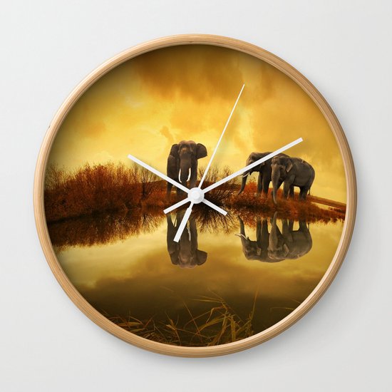 The Herd (Elephants) Wall Clock