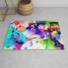 Color Pop Musical Notes Area & Throw Rug