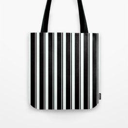 [ Thumbnail: Black & Mint Cream Colored Lines/Stripes Pattern Tote Bag ]