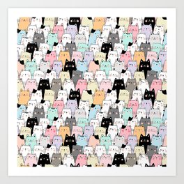 Colorful Multi Cat Art Print