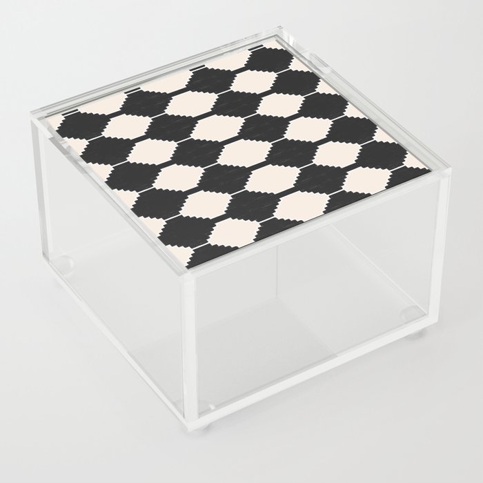 Monochrome Mid-Century Modern Southwestern Pattern Acrylic Box