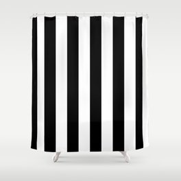 vertical black and white stripes Shower Curtain
