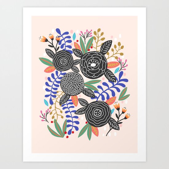 Black Botanical Art Print