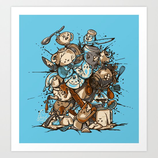 Kitchen Fight Art Print