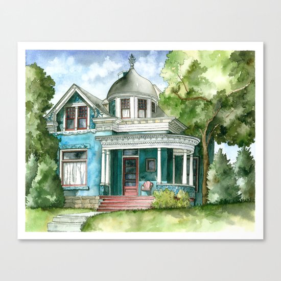 The House with Red Trim Canvas Print