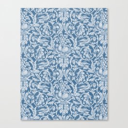 Queen Anne - Original Dove Blue William Morris Damask Pattern Canvas Print