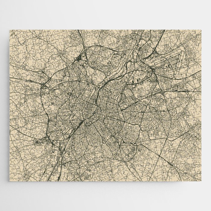 Brussels - Vintage Belgium Map - Retro Jigsaw Puzzle