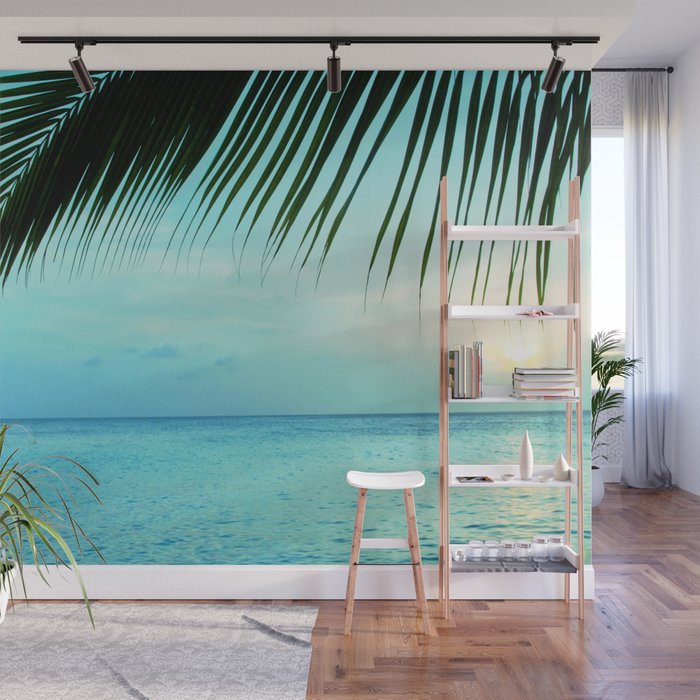 Caribbean Sunset Ocean Palm Dream #2 #tropical #beach #wall #decor #art  #society6 Wall Mural by Anita's & Bella's Artwork
