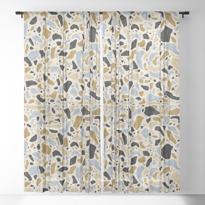 Abstract Graphic Terrazzo Stone Inspired Sheer Curtain
