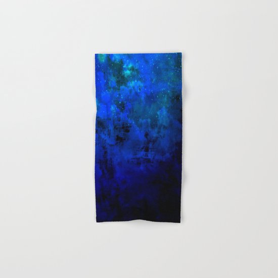 SECOND STAR TO THE RIGHT Rich Indigo Navy Blue Starry Night Sky Galaxy Clouds Fantasy Abstract Art Hand & Bath Towel