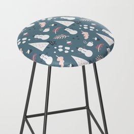 Christmas Pattern Floral Geometric Grey Tree Bar Stool