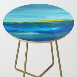 Abstract Blue Landscape Painting Side Table
