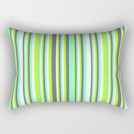 [ Thumbnail: Light Green, Dim Grey, Aquamarine, and Mint Cream Colored Stripes Pattern Rectangular Pillow ]