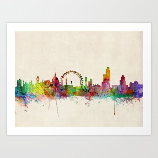 London Skyline Watercolor Art Print