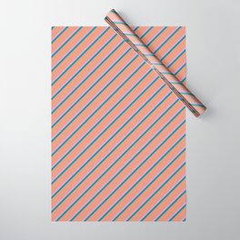 [ Thumbnail: Dark Salmon, Plum, and Dark Cyan Colored Lines/Stripes Pattern Wrapping Paper ]