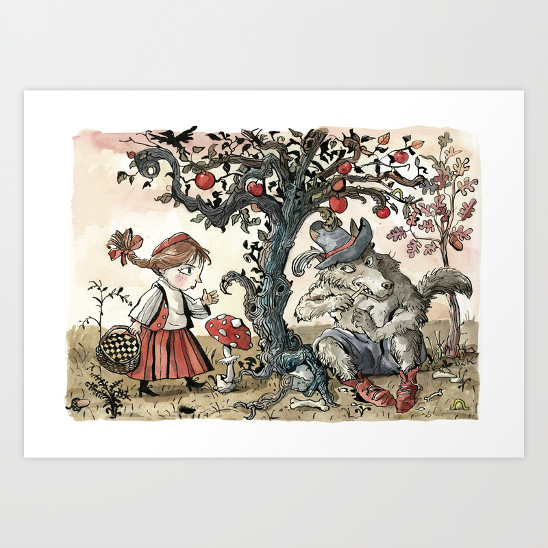Little Red Riding Hood And The Wolf 02 Art Print By Szantoi Society6