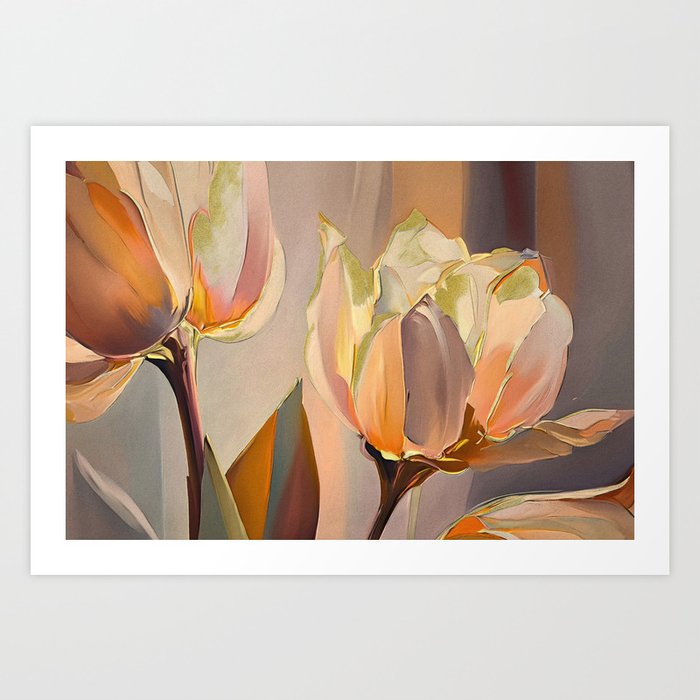 Tulip blooms in gold No2 Art Print