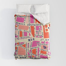 paris map pink Comforter