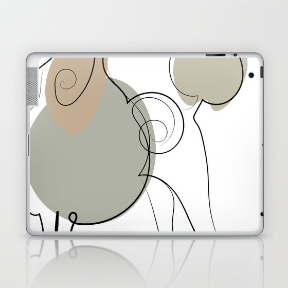 Abstract Poodle Gray Spots On White Laptop & iPad Skin