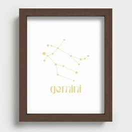 Gemini Sign Star Constellation, Gold Minimalist Groovy Font, Zodiac Sign  Recessed Framed Print
