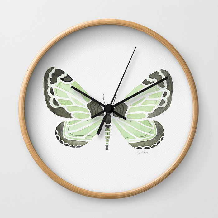 Green Grass Spring Butterfly Wall Clock