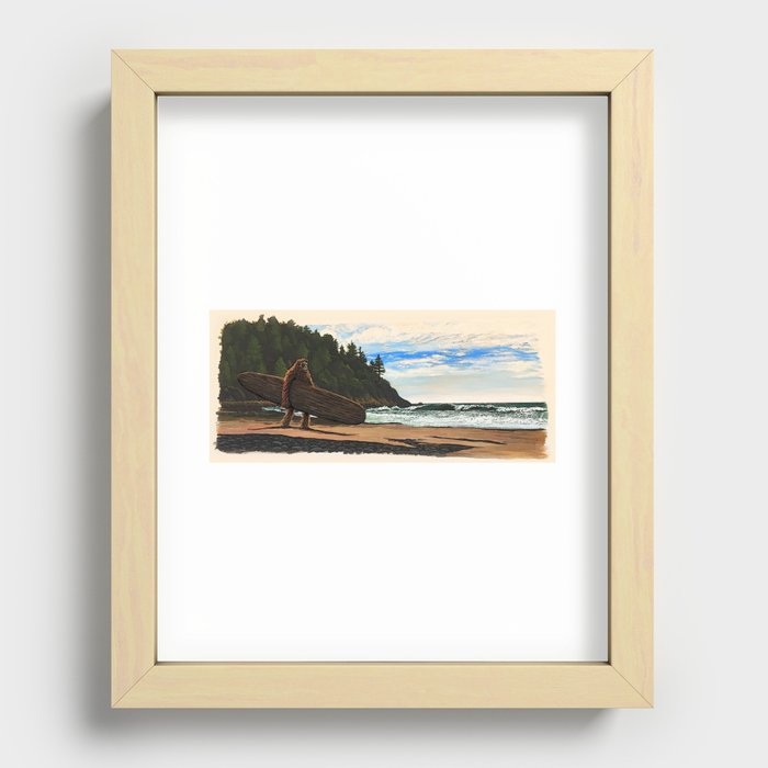 SURFER BIGFOOT ON THE BEACH - The Summer Surf Club Recessed Framed Print