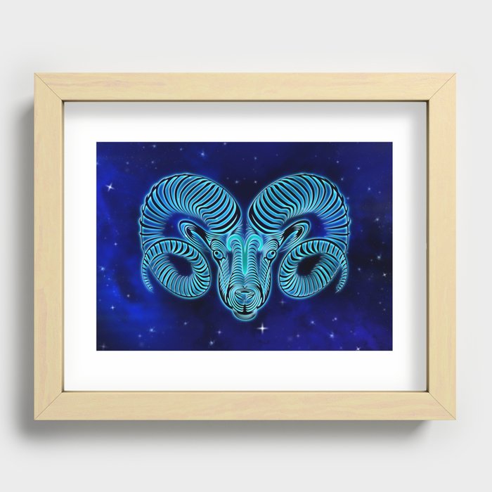 Astrology Horoscope Aries Zodiac Blue Recessed Framed Print