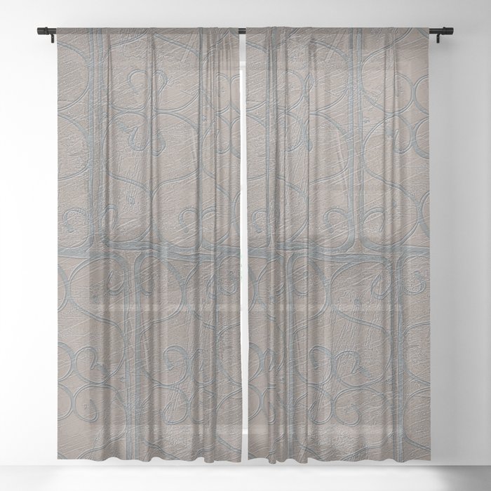 Blue Grey S Curve Curls Terracotta Wall, What Color Shower Curtain With Grey Walls