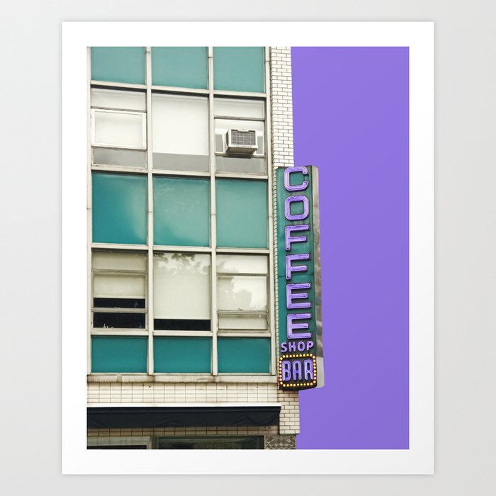 Aqua and Purple New York Coffee Shop Art Print
