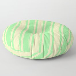 [ Thumbnail: Beige and Light Green Colored Lines Pattern Floor Pillow ]