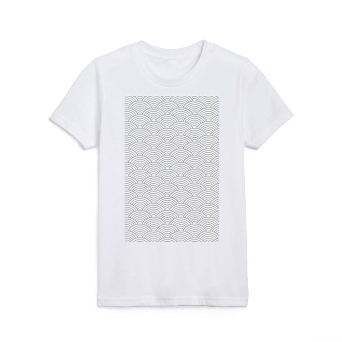 Japanese Waves (Gray & White Pattern) Kids T Shirt