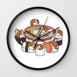 Ramen Sushi Cavalier King Charles Spaniel Wall Clock