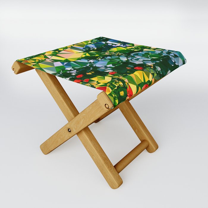 Abstract Garden Low Poly Geometric Triangles Folding Stool