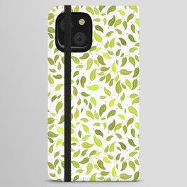 Modern Green Spring Leaves Collection iPhone Wallet Case