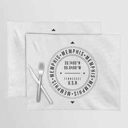Memphis, Tennessee, USA - 1 - City Coordinates Typography Print - Classic, Minimal Placemat