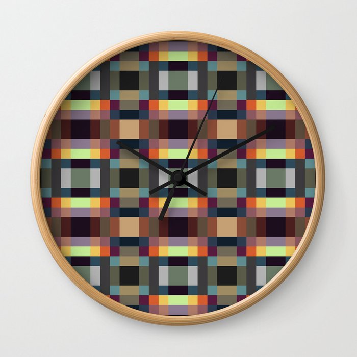 Syrictae - Colorful Pixel Patchwork Pattern Wall Clock
