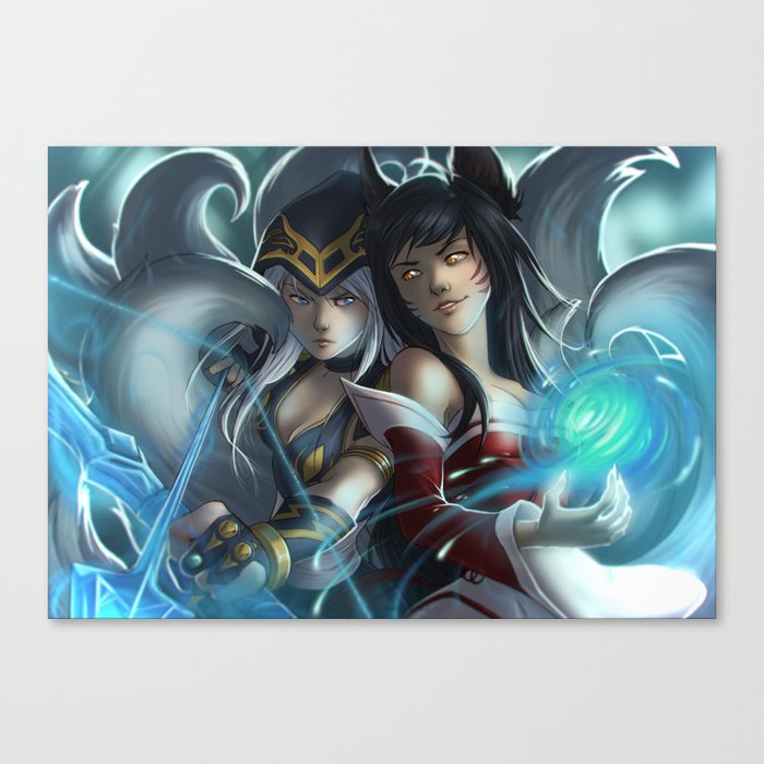 League Of Legends Ashe Ahri Canvas Print By Carotillustrations