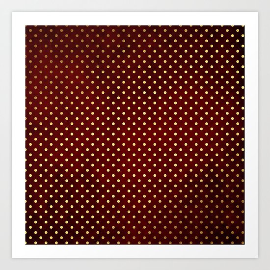 Adorable design for girls- Small gold dots on red backround Art Print