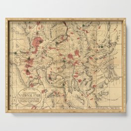 Vintage Map of Yellowstone National Park (1881) Serving Tray