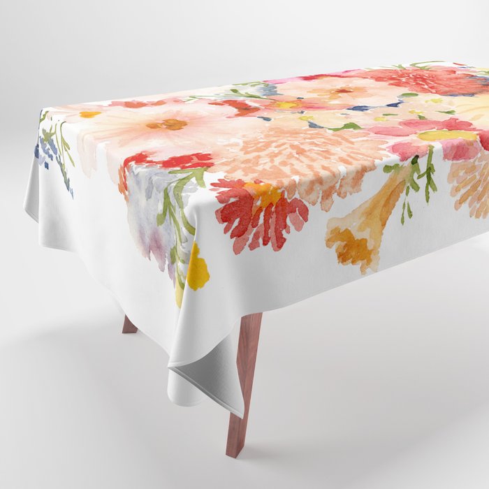 Colorful Pansy Bouquet  Tablecloth