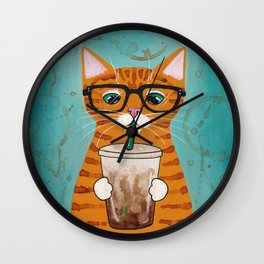 Iced Coffee Cat Wall Clock