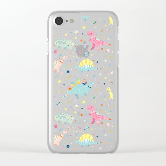 Dinosaur Pattern Clear iPhone Case